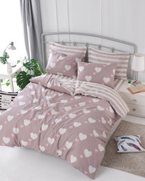 L'essentiel linge de maison Herz - Juego de funda nórdica doble Rosa empolvado y Blanco